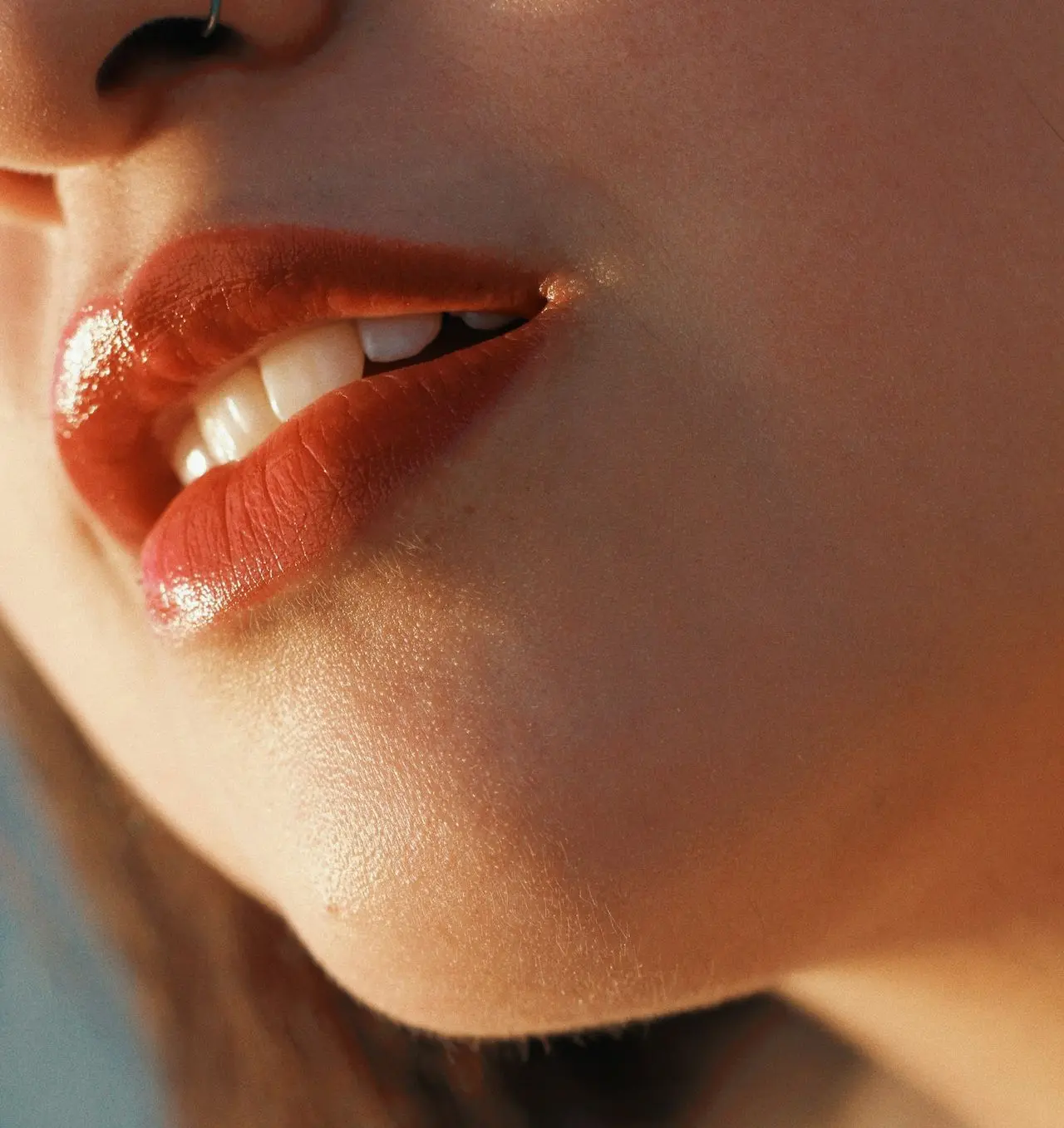 woman wearing red lipstick