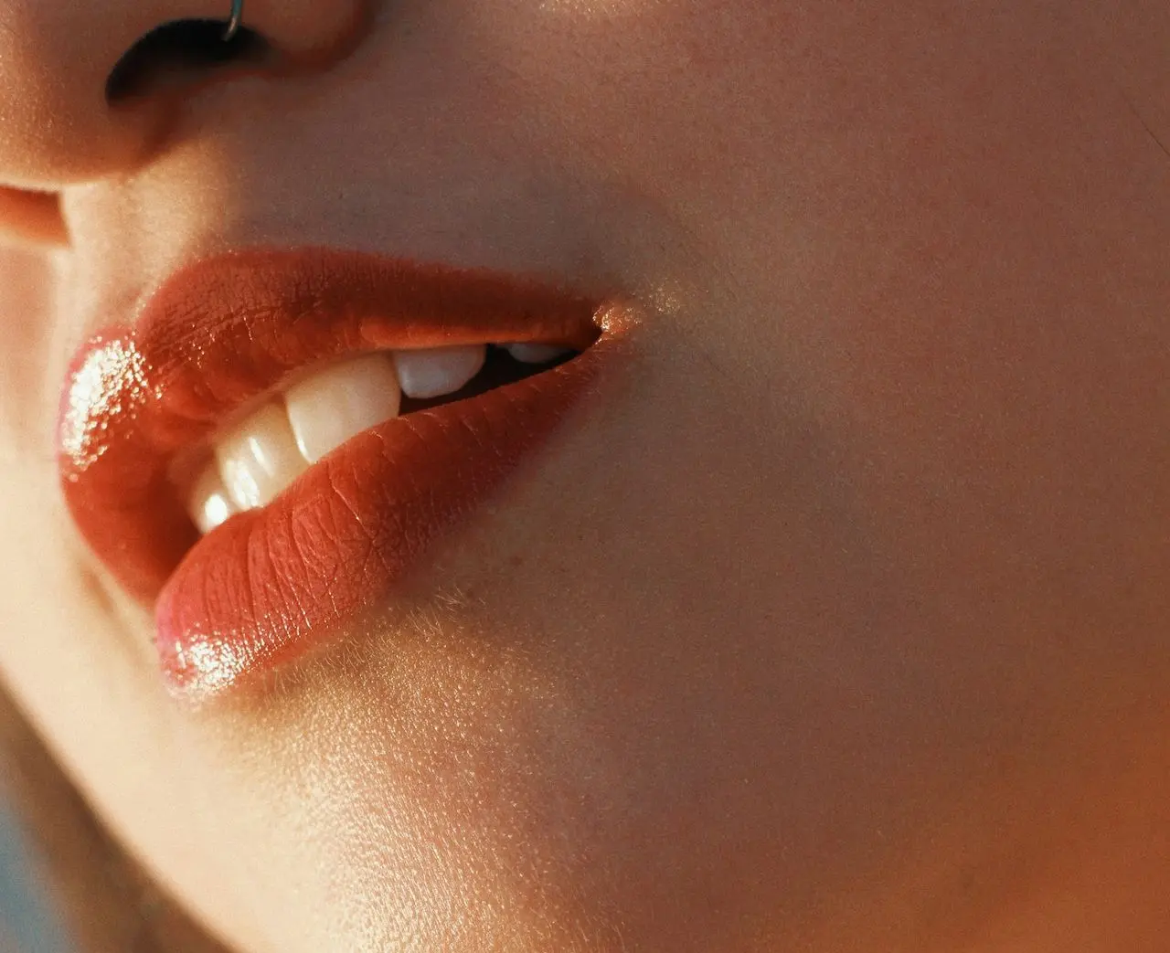 woman wearing red lipstick